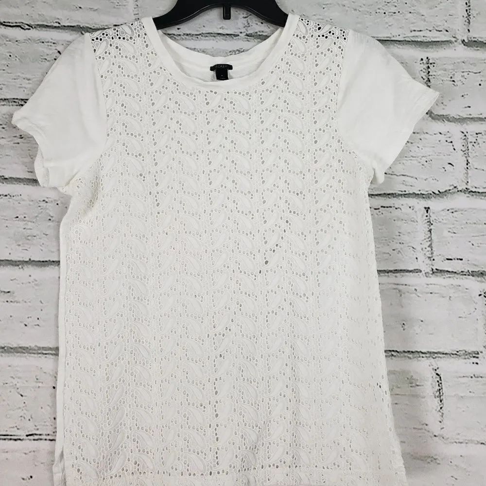 J. Crew cotton crocheted front tee shirt